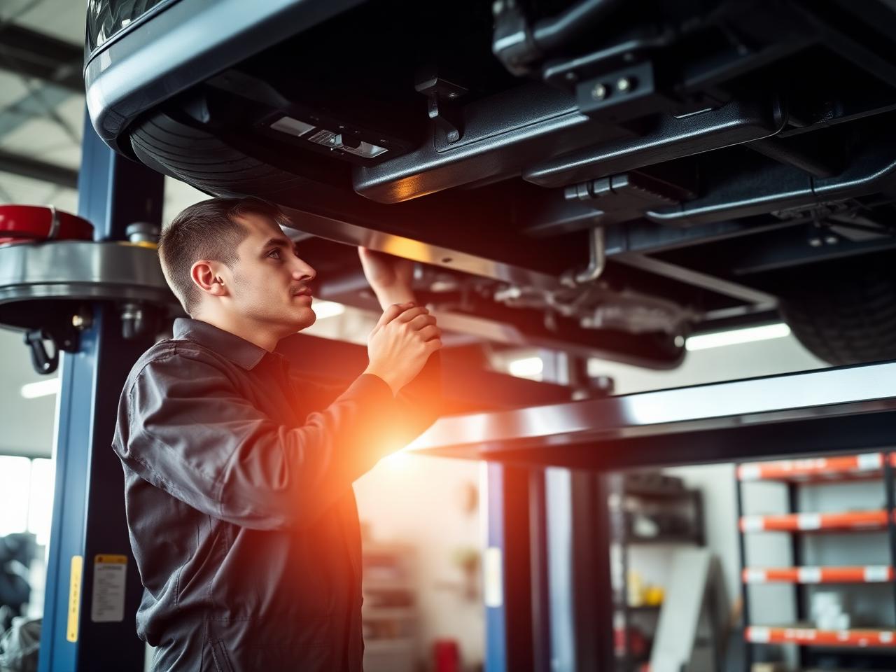 Car servicing in the workshop